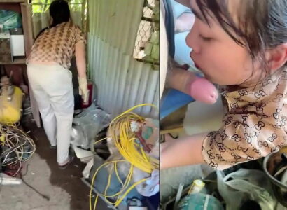 Thuê chị lao công dọn nhà mà nứng quá cởi quần đòi chị bú